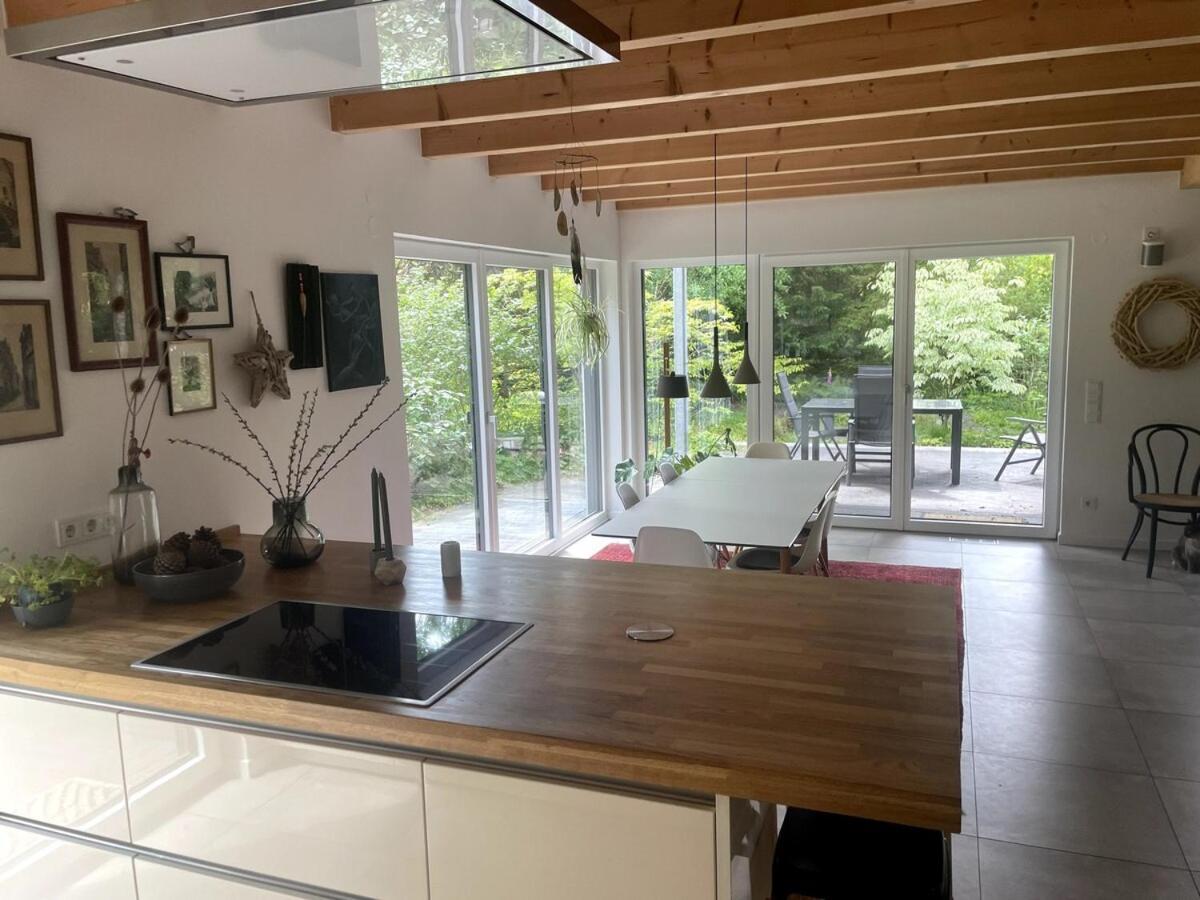Modernes Holzhaus Im Skandinavischen Stil Mit Sauna, Garten Und 2 Katzen Norderstedt Extérieur photo